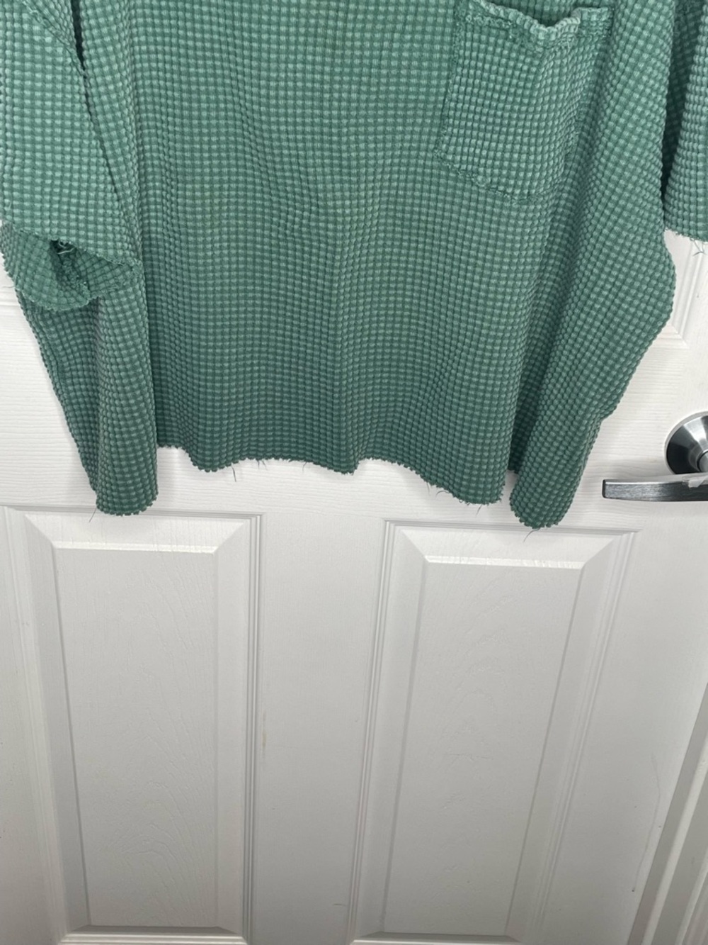Pilcro Cropped Waffle Short Sleeve Tee 100% Cotton Oversized Boxy in Green XL - Picture 6 of 13